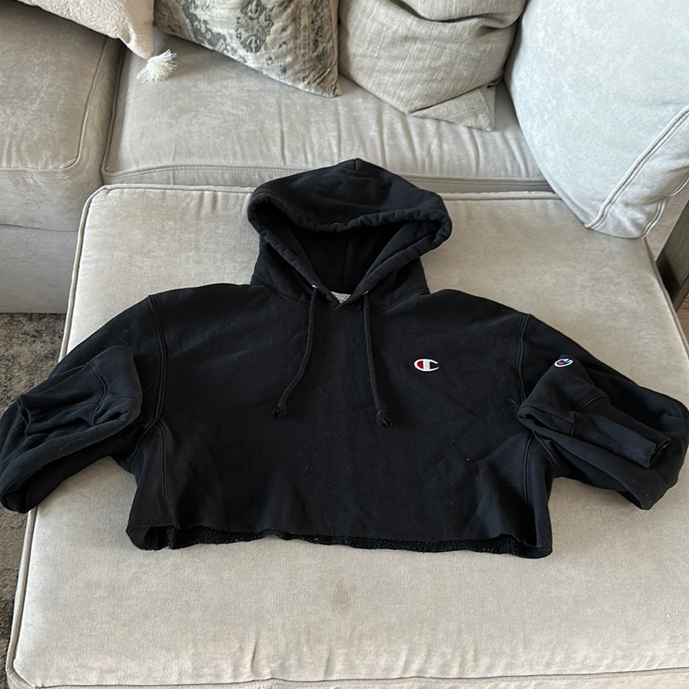Champion Cropped Hoodie - Black - XS
